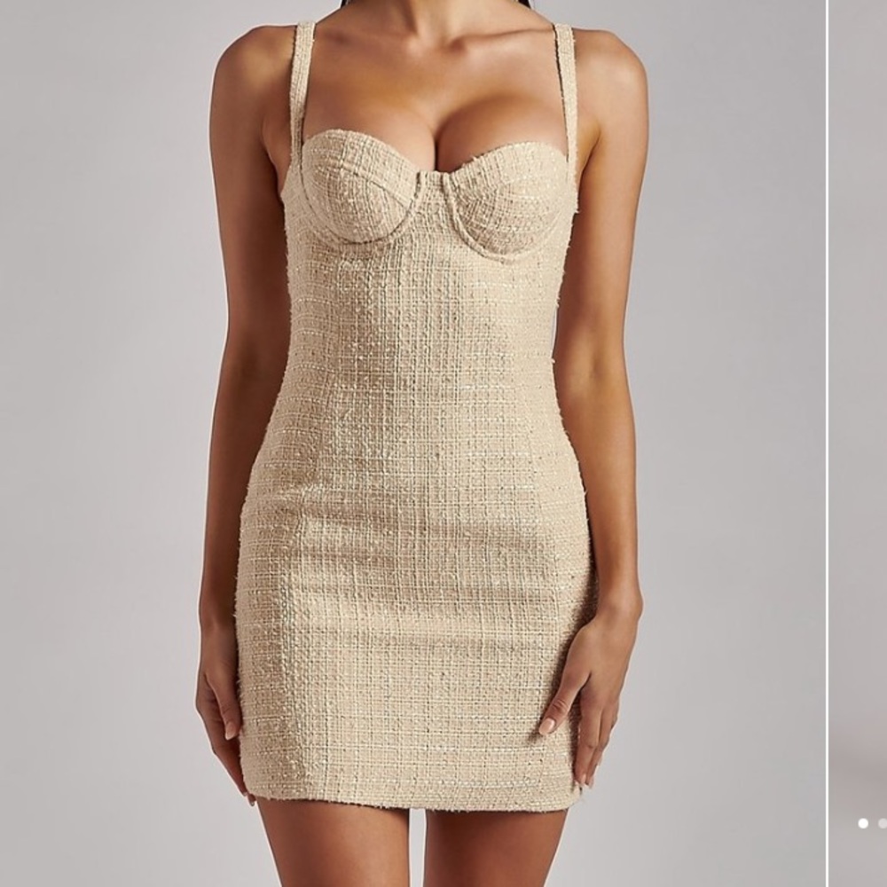 Adina Tweed Fitted Strappy Mini Dress